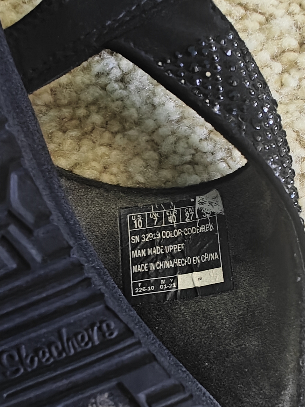Skechers Black Embellished Yoga Foam Thong Sandals Size 10 - Picture 3 of 5